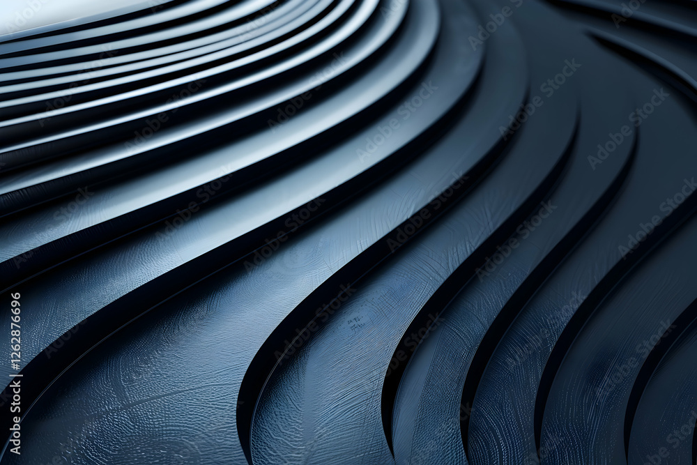 Poster abstract close-up of smooth, flowing dark blue waves creating a modern design texture