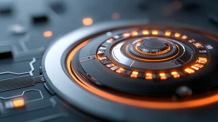 Futuristic circuit board design with a cyberpunk inspired aesthetic featuring vibrant neon lighting intricate metallic patterns and a complex layered architecture  This high tech