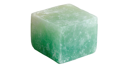 a green cube of soap on a transparent background, PNG image, PNG file, Generative art.