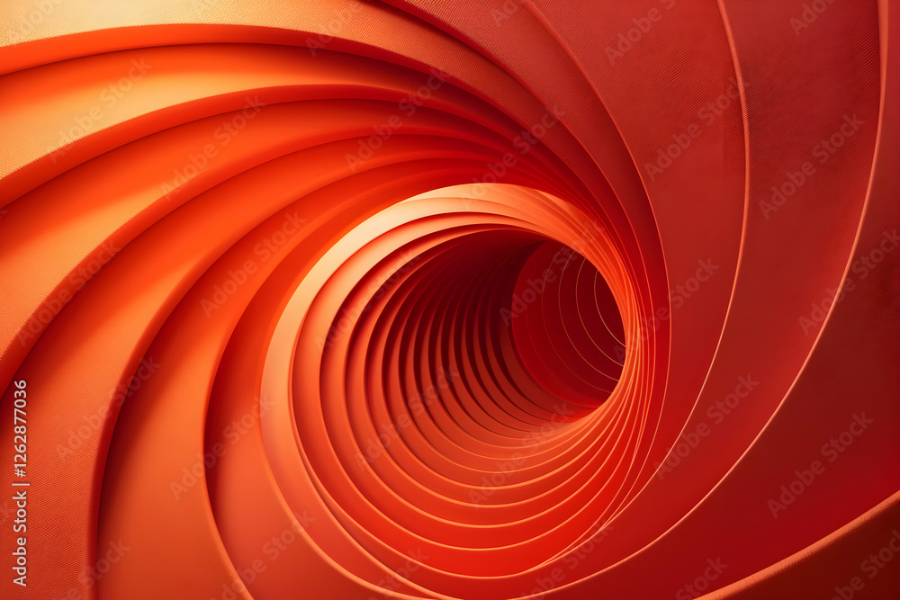 Poster abstract swirling tunnel design in vibrant red tones, creating a sense of depth and movement