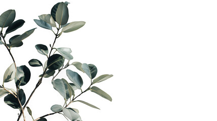 Obraz premium a branch of a plant with green leaves on a transparent background, PNG image, PNG file, Generative art.