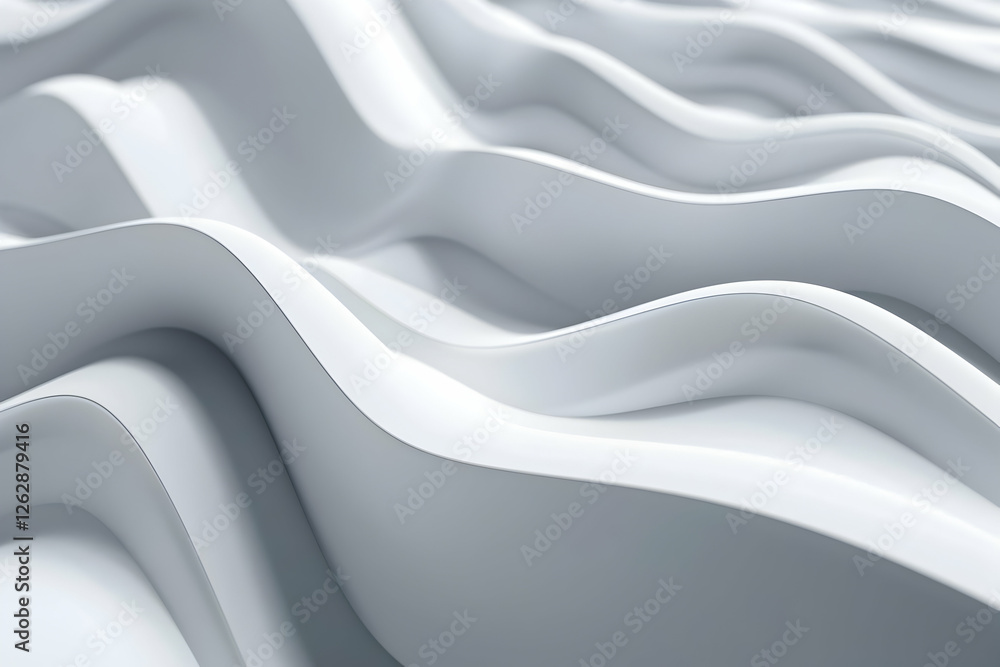 Poster abstract close-up of smooth, flowing white waves creating a serene, modern texture background