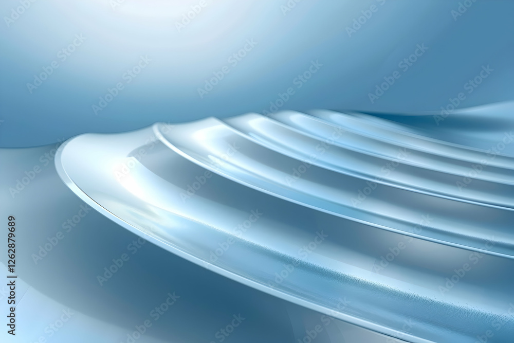 Poster abstract blue waves flowing smoothly with a soft gradient background, evoking tranquility