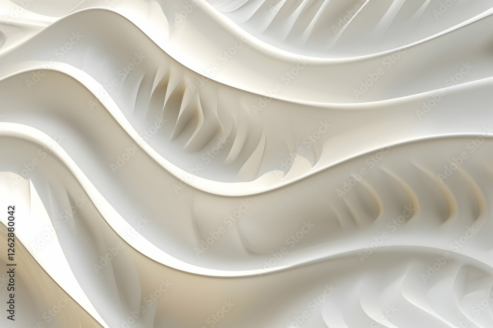 Poster abstract white wave patterns creating a smooth, flowing texture in a minimalistic design setting (1)