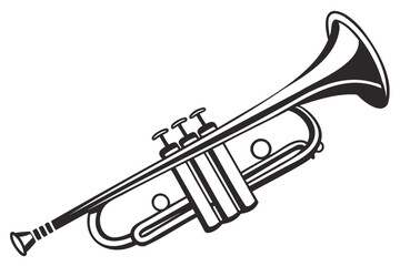 Naklejka premium A Simple Trumpet black silhouette vector isolated on a transparent background
