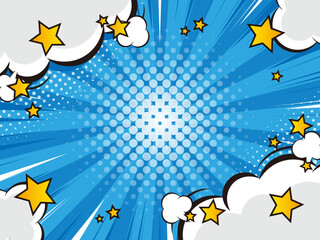 青色のポップな集中線の背景素材