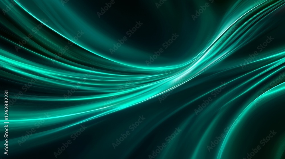 Poster abstract wave patterns in vibrant teal and dark tones, creating a sense of movement and depth