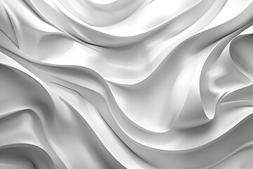 Obraz premium Abstract white fabric draping elegantly, creating soft waves and shadows, ideal for backgrounds