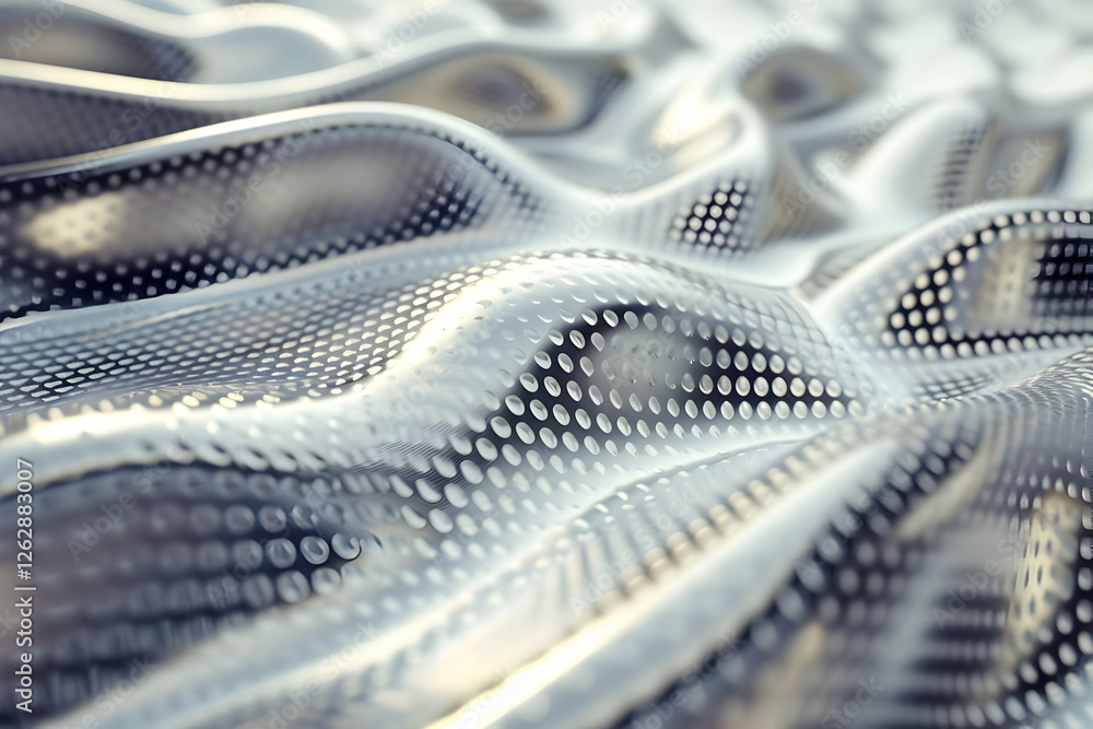 Poster abstract close-up of a textured surface with perforated patterns, showcasing fluidity and depth