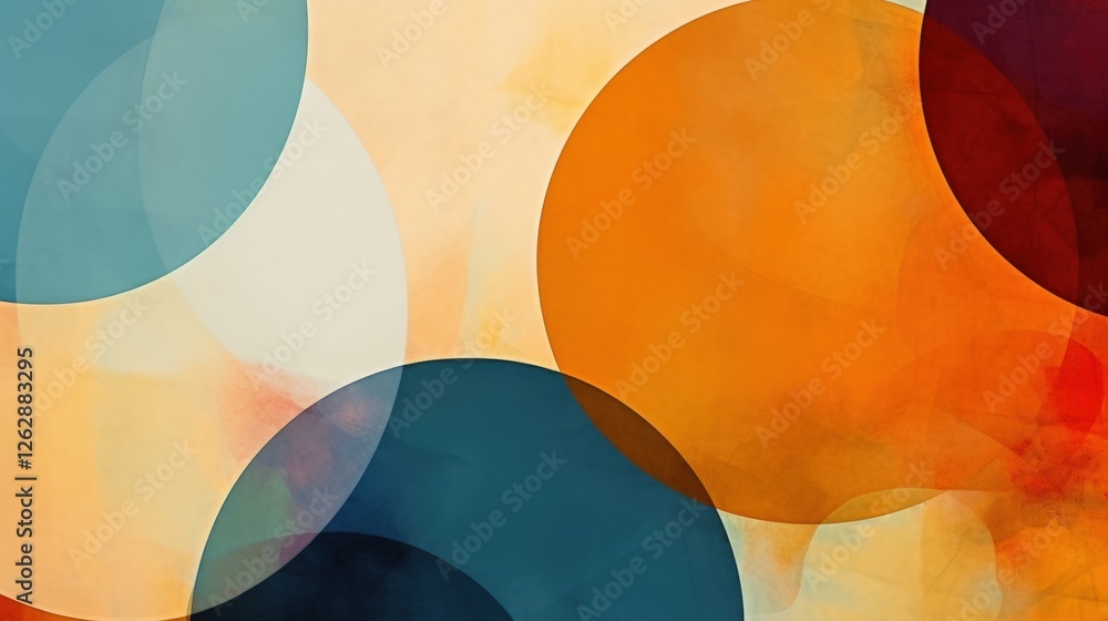 Poster a vibrant abstract design featuring overlapping circles in warm and cool tones, creating a harmoniou