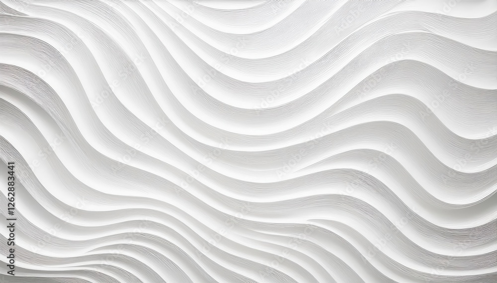 Poster wavy white abstract wall pattern with layered 3d texture for modern interior design, architectural backdrop, or minimalist art


