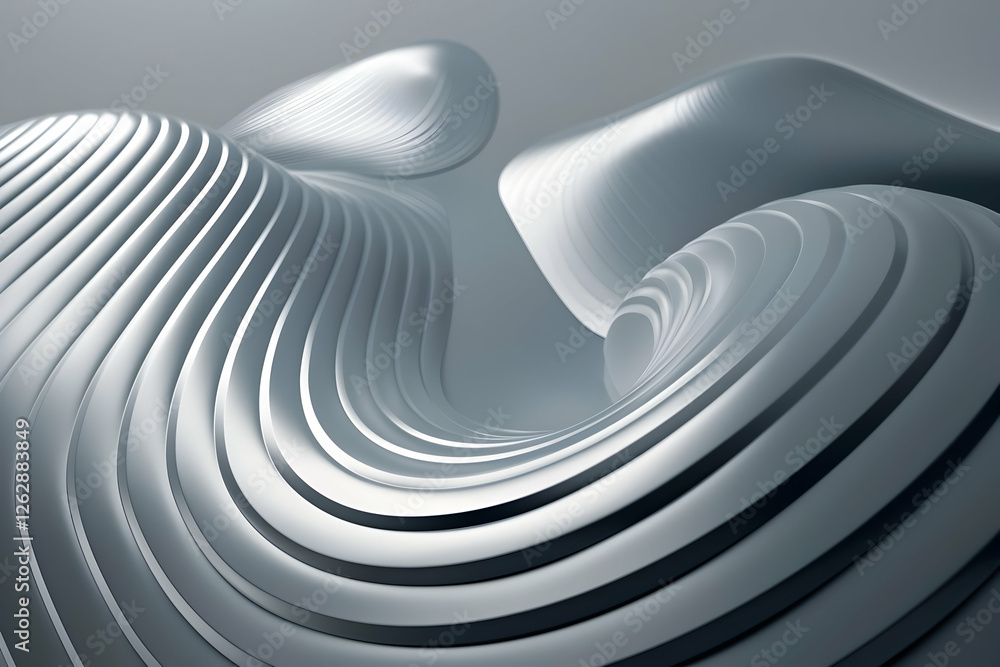 Poster abstract wave-like structures create a dynamic flow in a minimalist, modern environment