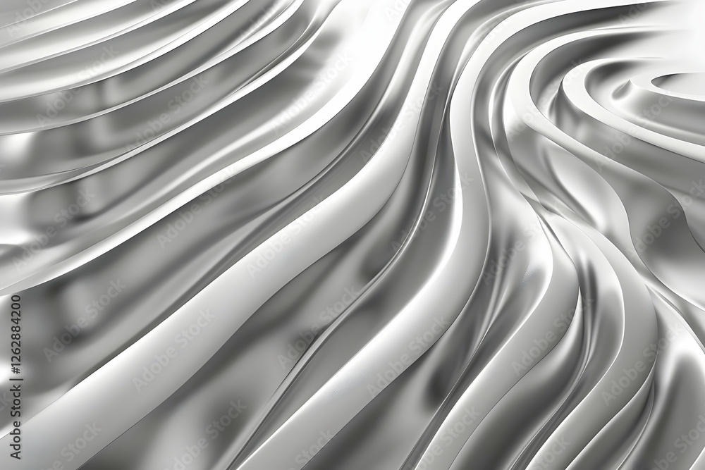 Aufkleber abstract silver waves creating a smooth, flowing texture with soft shadows and highlights
