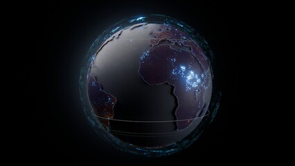 Digital Globe with City Lights