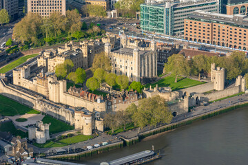 Tower of London along Thames river, UK