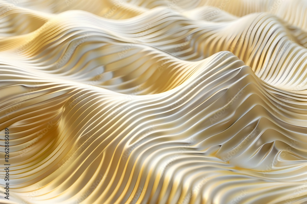 Poster abstract golden wave patterns creating a flowing texture, evoking elegance and sophistication