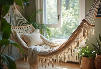 Indoor Hammock Retreat with Natural Light