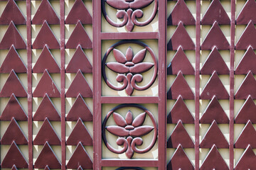 Metal forged pattern wall, exterior decoration of the building.