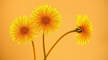 Obraz premium Stylized dandelion silhouettes on orange background for minimalist designs, posters, and modern home decor
