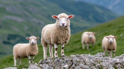 Obraz premium Sheep on a mountain meadow