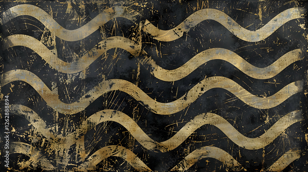 Poster abstract textured background featuring wavy gold lines on a dark surface, ideal for design use