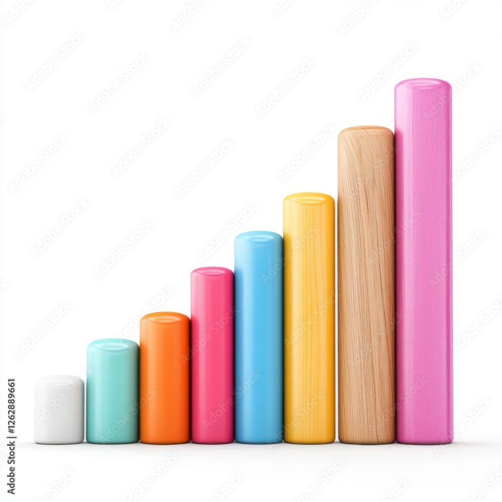 Poster colorful bar graph representation of data progression with various heights and vibrant colors