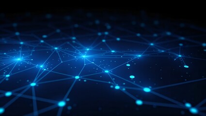 Futuristic blue cyber grid with glowing digital connections perfect for AI blockchain networking cyber security and technology designs.
