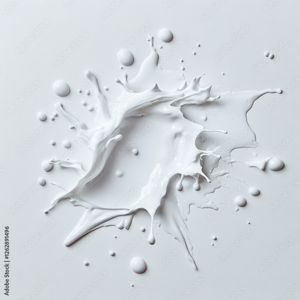 Aufkleber splash of white paint creating dynamic and artistic texture on smooth surface background for creativ