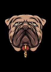 Stern Canine: A regal bulldog portrait exudes an air of authority, with a gold dollar sign pendant.