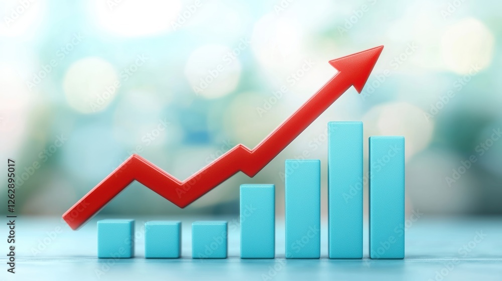 Aufkleber a rising graph with a red arrow symbolizing growth and success in business and finance. ideal for in