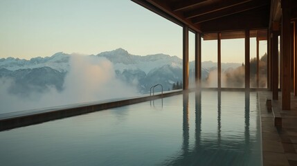 Snowy Mountain Views Reflecting in Tranquil Pool