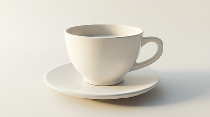 A clean and crisp image of a coffee cup with milk-based coffee on a white background, for a refreshing feel.