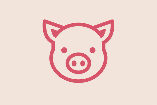 recommend clip art: Minimalist pink pig face line art design