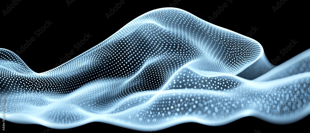 Poster abstract blue digital wave particle flow design 3d data glow mesh cool