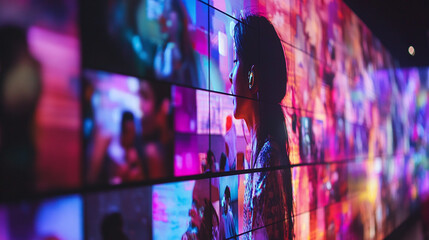 A detailed shot of the Coachella lineup on a digital screen, showcasing top artists and music performances