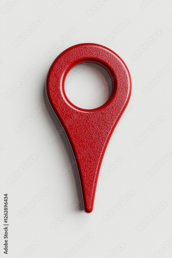 Poster a vibrant red location pin isolated on a neutral background, symbolizing navigation and geographic p