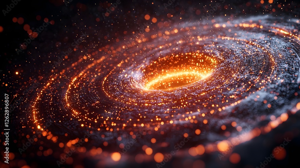 Poster radiant quantum computer pulsing with computational energy and glowing holographic equations