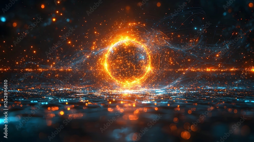 Aufkleber radiant quantum computer pulsing with computational energy glowing holographic equations surround vi