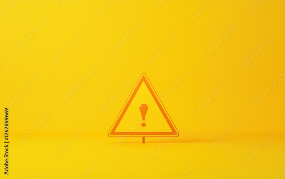 Aufkleber a vivid yellow background featuring a caution sign symbolizing warning and alertness in a minimalist