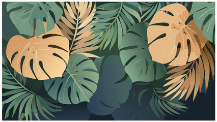 Tropical leaf Wallpaper, Luxury nature leaves pattern design