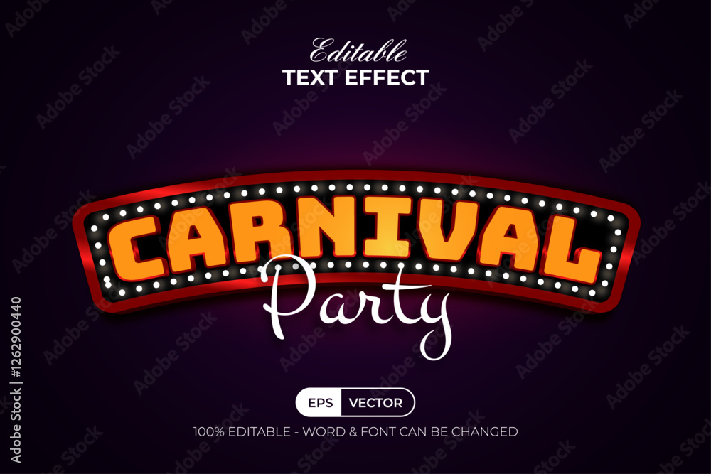 Poster carnival party text effect. editable text effect.