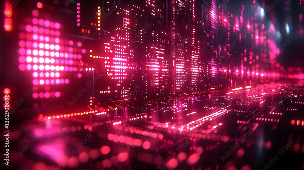 Aufkleber radiant quantum supercomputer circuits forming mesmerizing interconnected glowing pattern