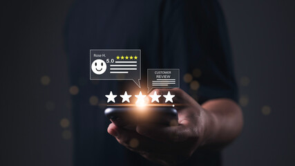 Customer Feedback and Satisfaction 5-Star Service Review for Business Quality. Happy clients, surveys, and ratings to enhance service excellence and customer experience.