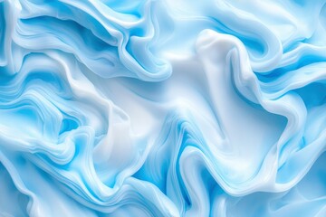 Fototapeta premium Abstract swirls of light blue and white cosmetic cream. Close-up texture. Possible use Skincare product advertisement