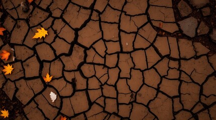 Grunge texture of cracked dry mud, intricate patterns, earthy tones, and rugged details for natural and environmental designs