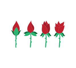 Flower icon. Set of decorative rose silhouettes. Vector rose isolated on white. Set of roses silhouettes. Rose icon.