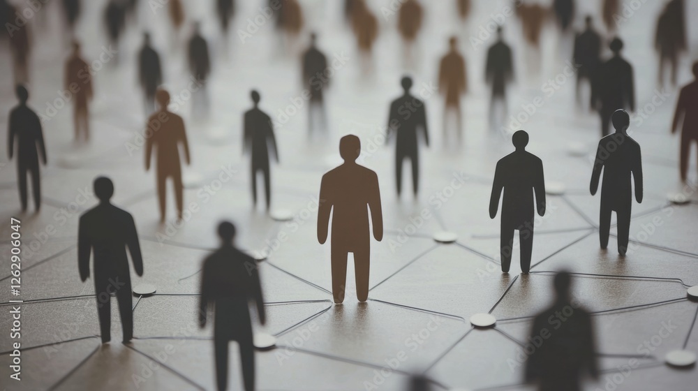 Poster conceptual image of networking with abstract human figures connected by lines, symbolizing collabora