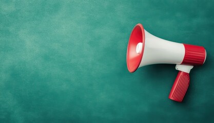 An attention-grabbing megaphone on a textured green background, ideal for announcements and communication themes.