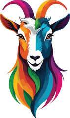 Goat head Illustration vector design, Goat logo and icon Design, 