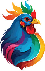 Colorful Hen head vector design, Hen logo and icon Design, Hen Illustration vector design